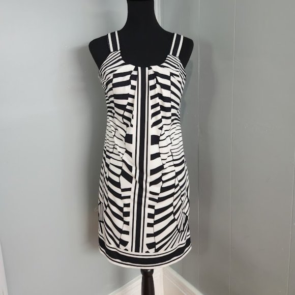 Robbie Bee Black And White Patterned Sleeveless‎ Midi Dress - Picture 1 of 7